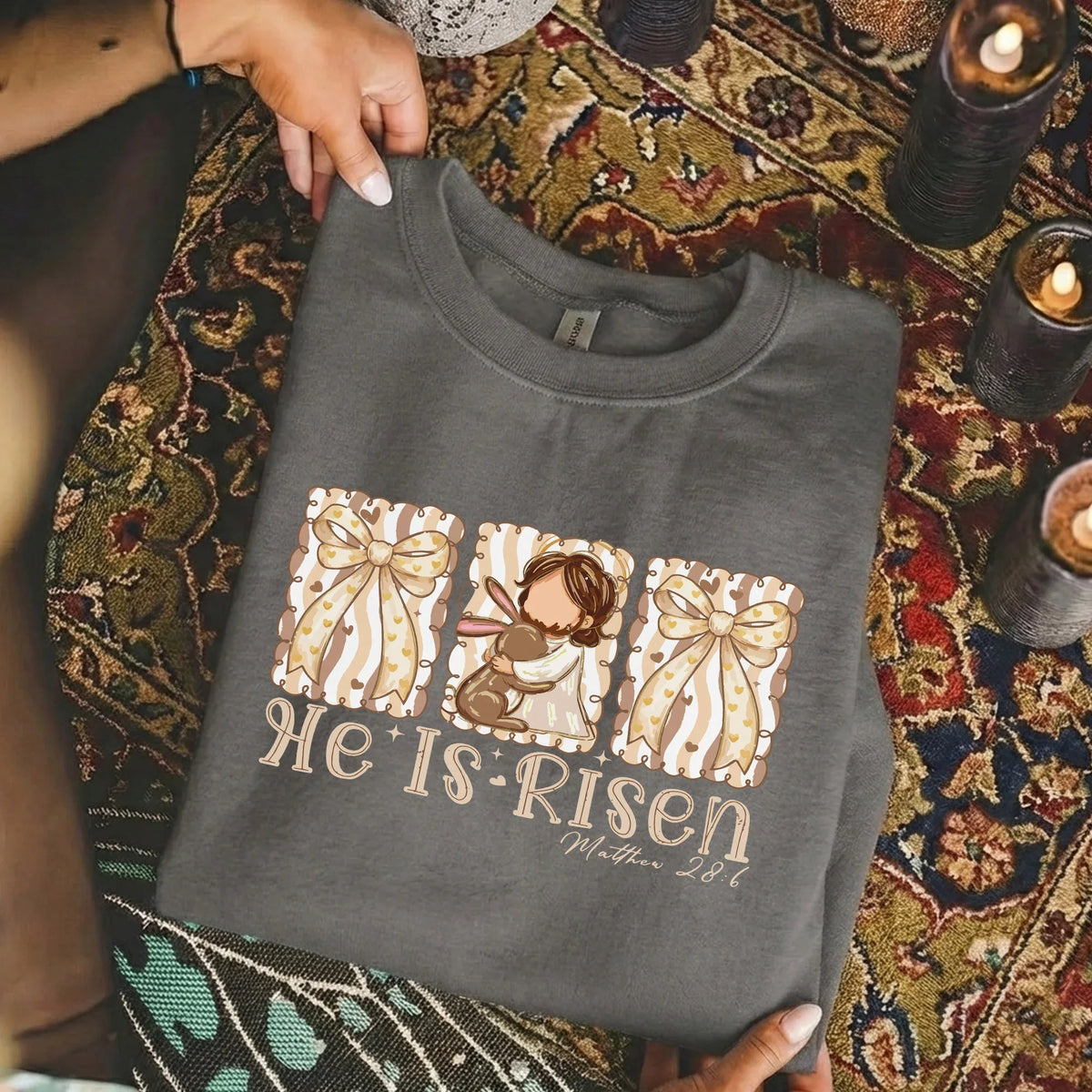 [COMFORT T-SHIRT] He Is Risen Bunny Hug – He is Risen - Faith Guided Life