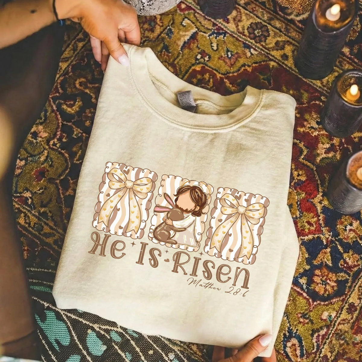 [COMFORT T-SHIRT] He Is Risen Bunny Hug – He is Risen - Faith Guided Life