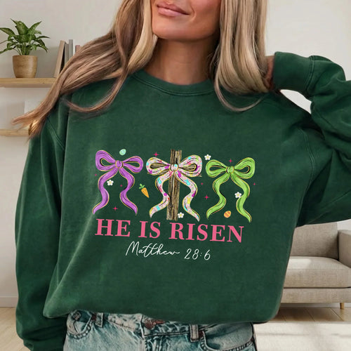 He Is Risen Floral Bow Cross – He is Risen – Unisex Tshirt / Hoodie / Sweatshirt - Faith Guided Life