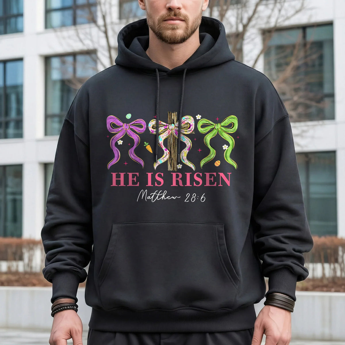 He Is Risen Floral Bow Cross – He is Risen – Unisex Tshirt / Hoodie / Sweatshirt - Faith Guided Life