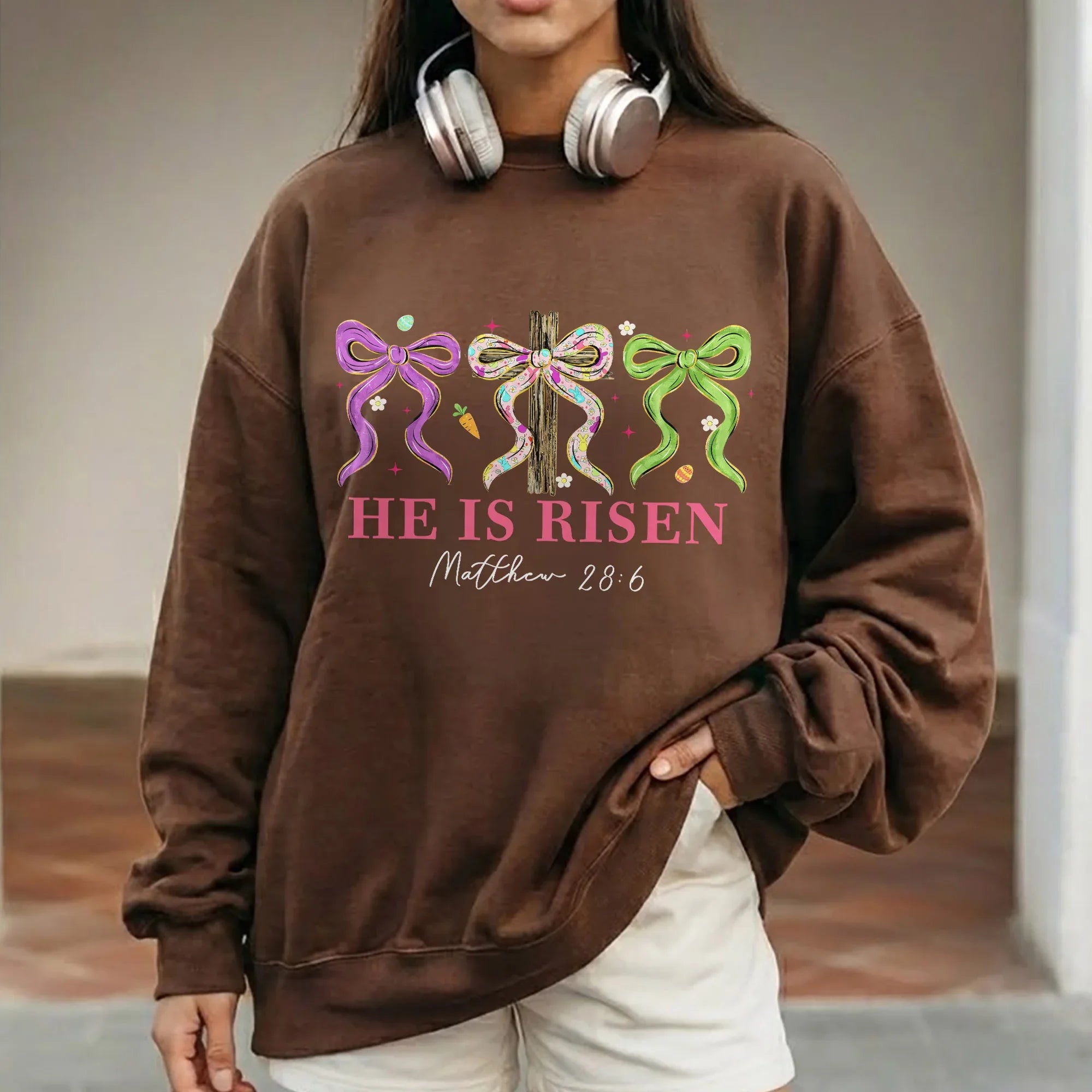He Is Risen Floral Bow Cross – He is Risen – Unisex Tshirt / Hoodie / Sweatshirt - Faith Guided Life