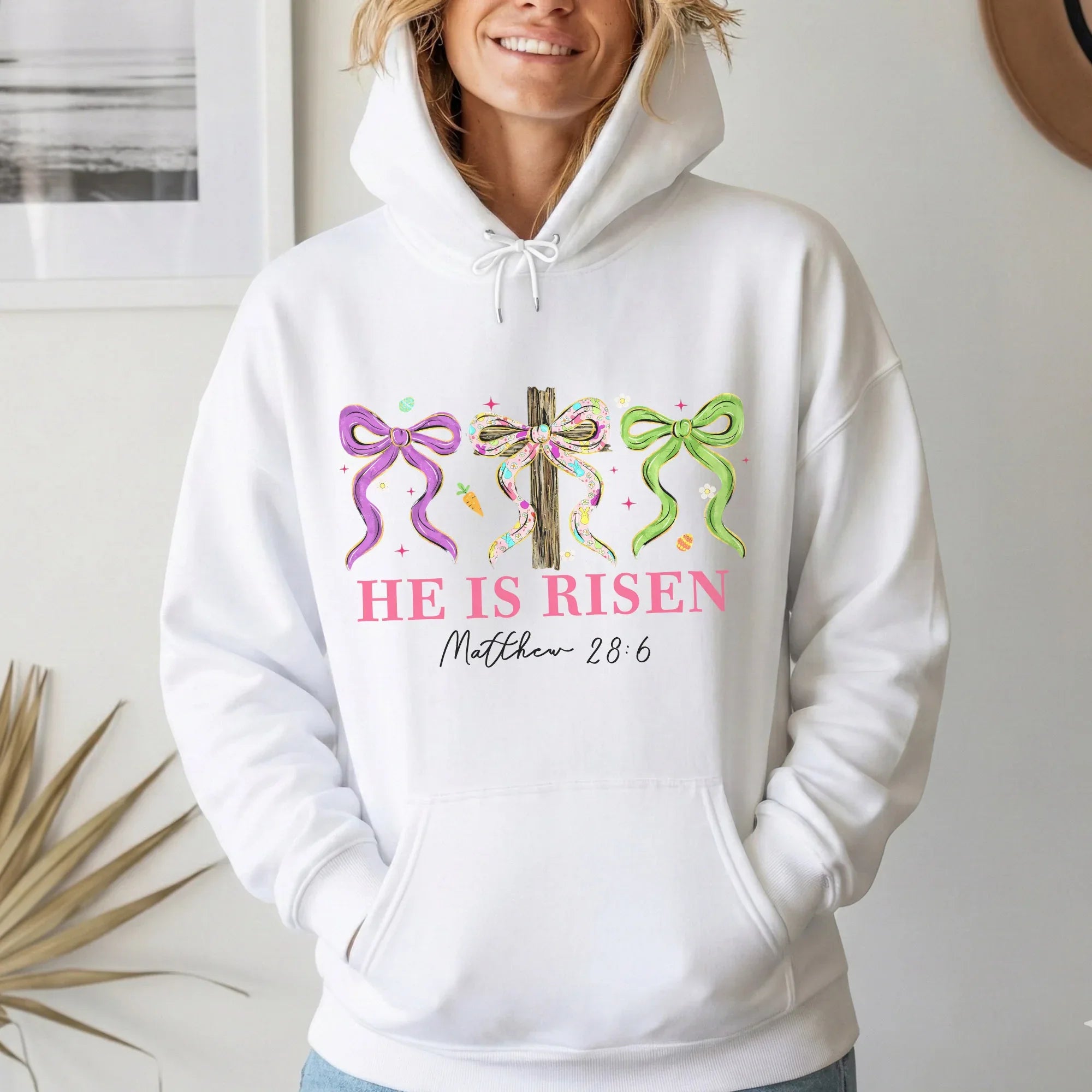 He Is Risen Floral Bow Cross – He is Risen – Unisex Tshirt / Hoodie / Sweatshirt - Faith Guided Life