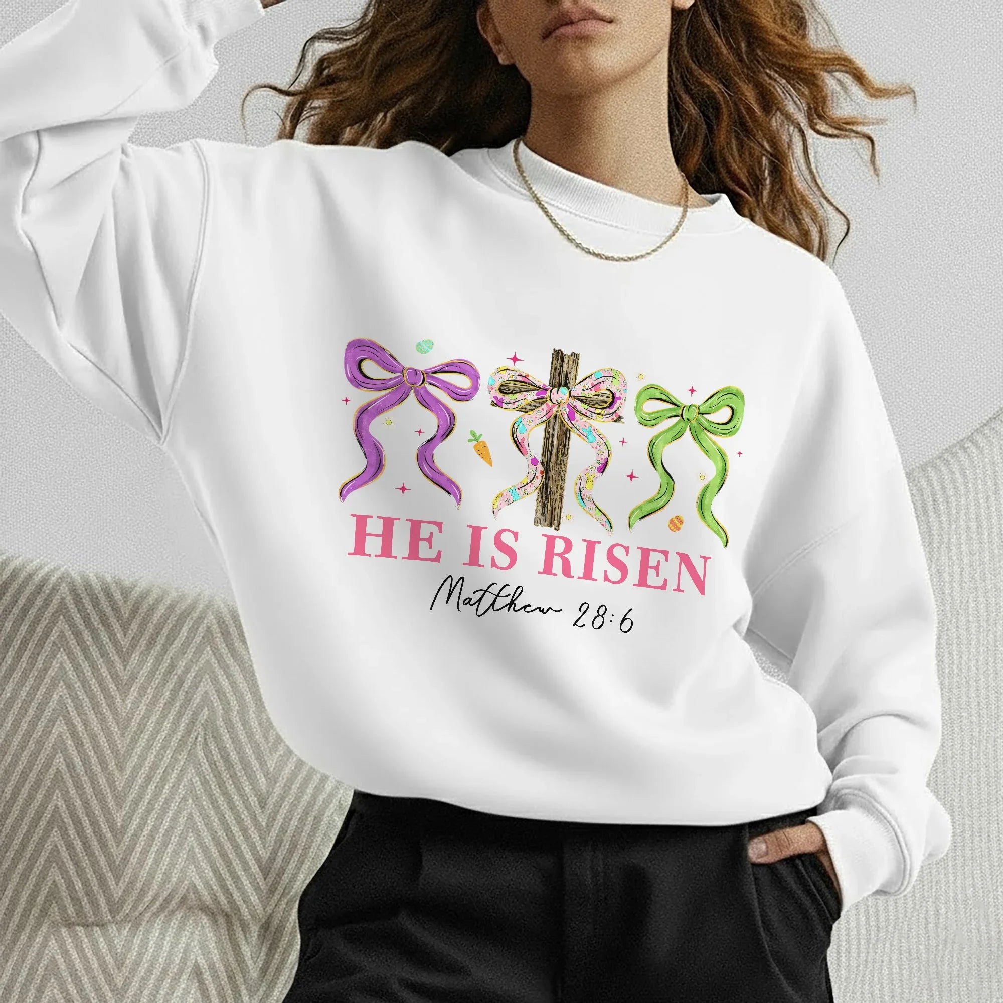 He Is Risen Floral Bow Cross – He is Risen – Unisex Tshirt / Hoodie / Sweatshirt - Faith Guided Life