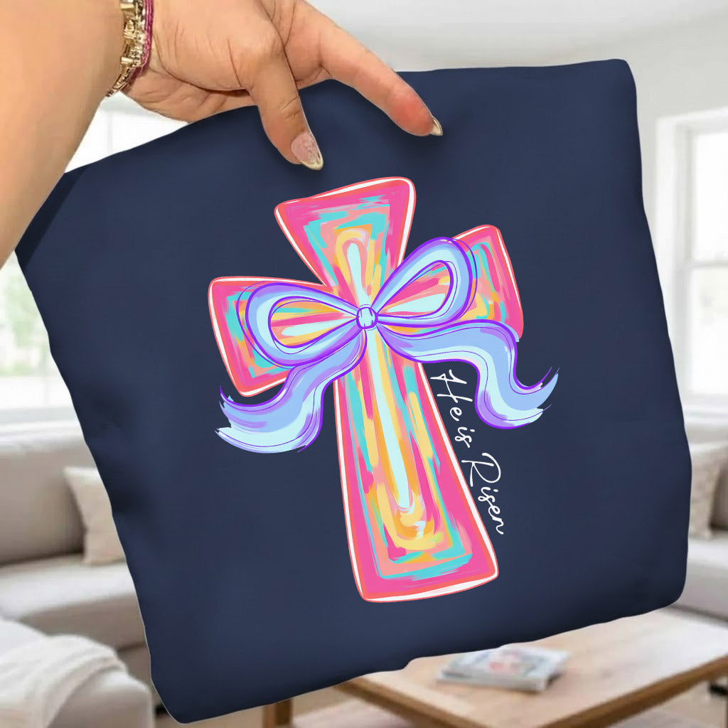 He Is Risen Colorful Cross Bow Design - V-Neck Christian Shirt