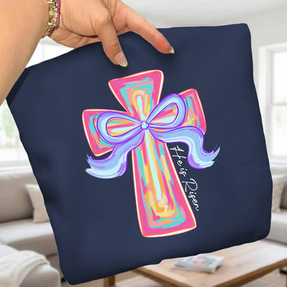 He Is Risen Colorful Cross Bow Design - V-Neck Christian Shirt