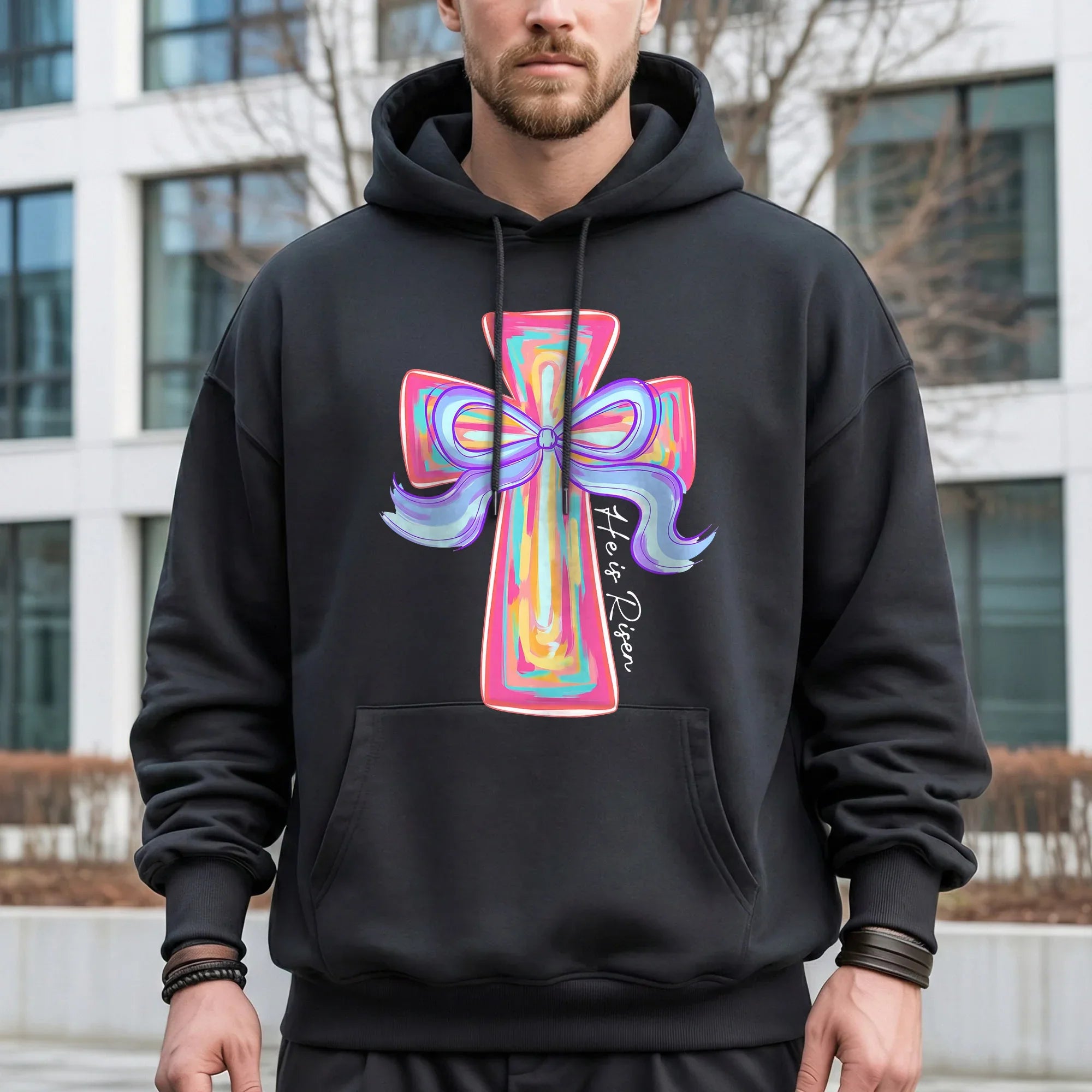 He Is Risen Colorful Cross Bow Design – He is Risen – Unisex Tshirt / Hoodie / Sweatshirt - Faith Guided Life