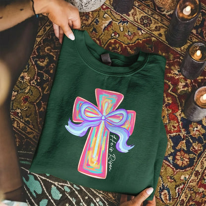 He Is Risen Colorful Cross Bow Design – He is Risen – Unisex Tshirt / Hoodie / Sweatshirt - Faith Guided Life