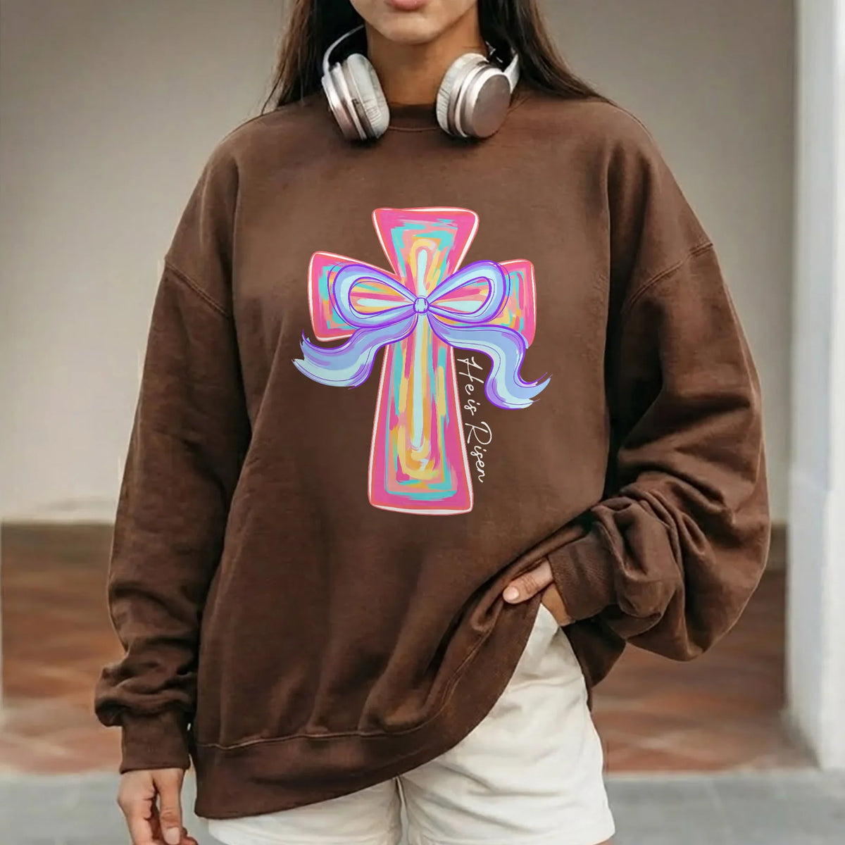 He Is Risen Colorful Cross Bow Design – He is Risen – Unisex Tshirt / Hoodie / Sweatshirt - Faith Guided Life