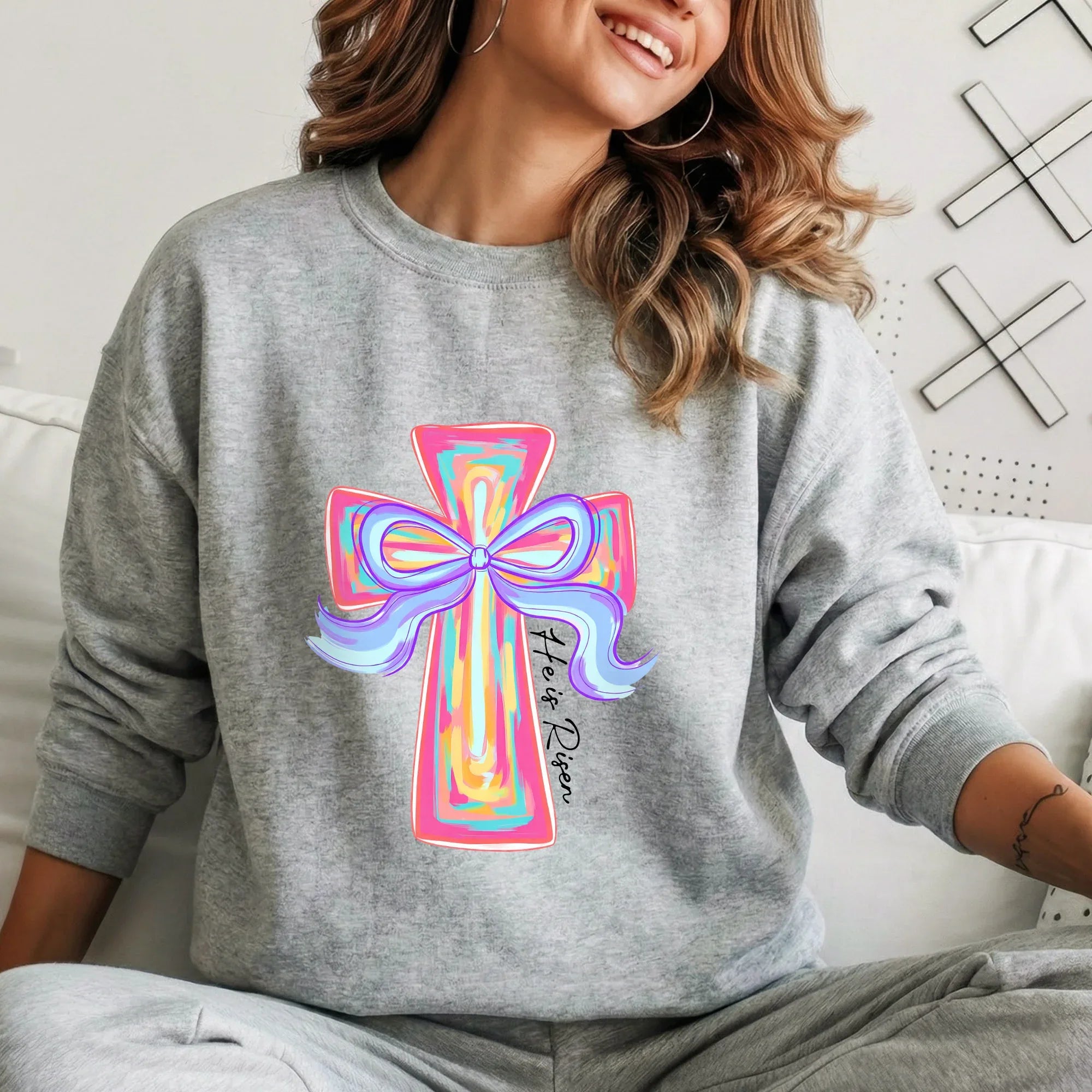 He Is Risen Colorful Cross Bow Design – He is Risen – Unisex Tshirt / Hoodie / Sweatshirt - Faith Guided Life