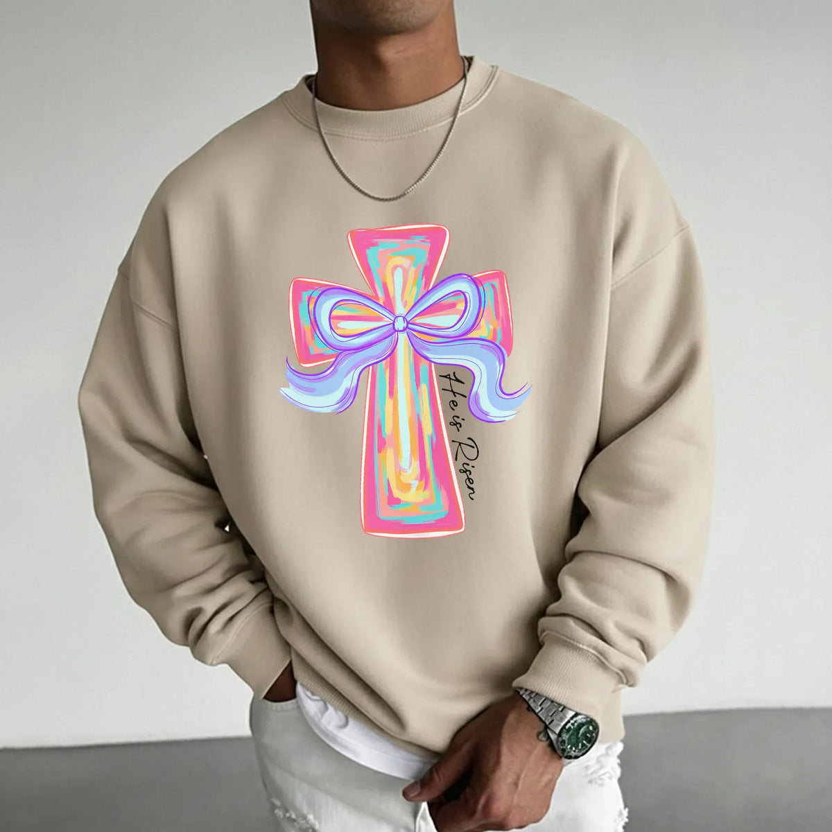 He Is Risen Colorful Cross Bow Design – He is Risen – Unisex Tshirt / Hoodie / Sweatshirt - Faith Guided Life