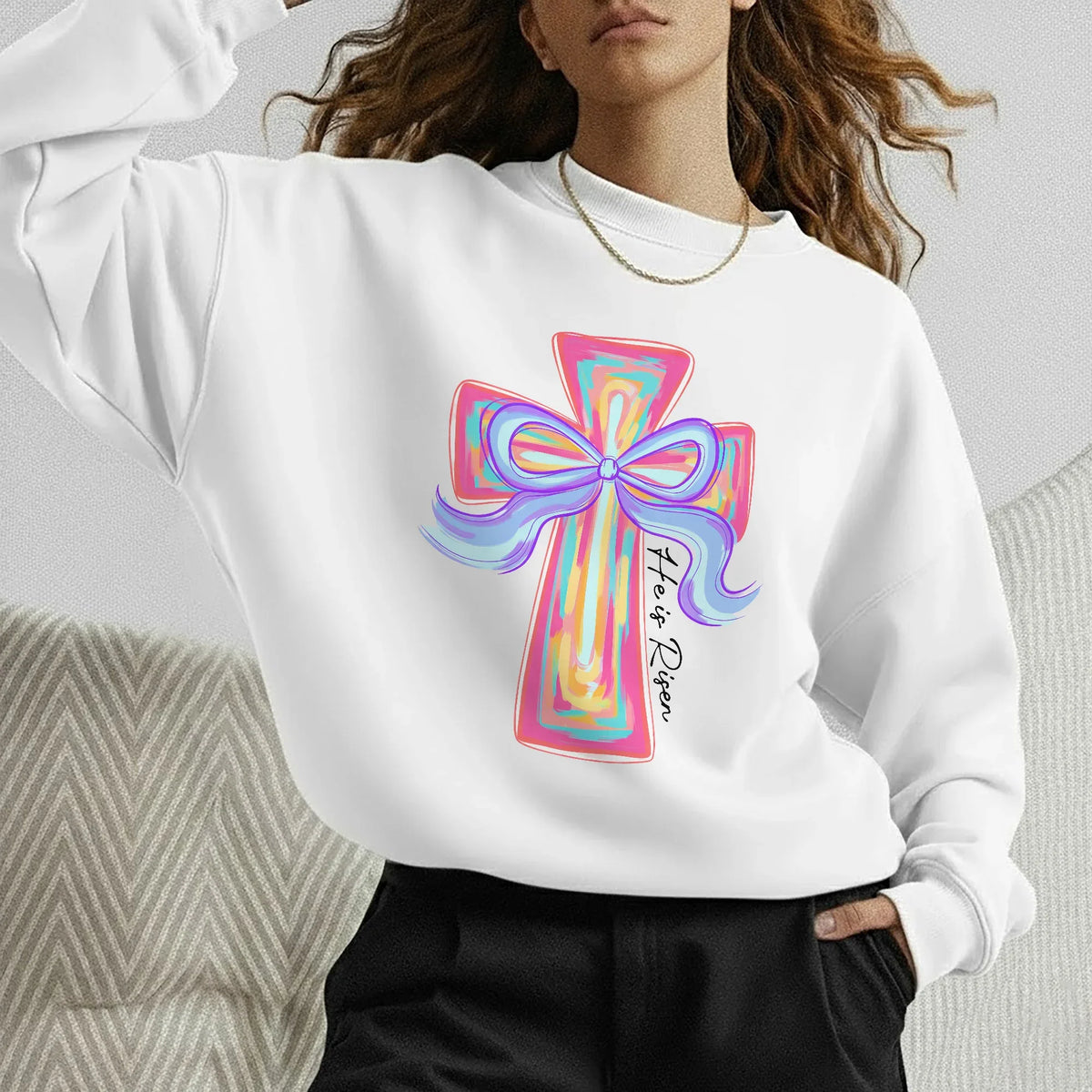 He Is Risen Colorful Cross Bow Design – He is Risen – Unisex Tshirt / Hoodie / Sweatshirt - Faith Guided Life