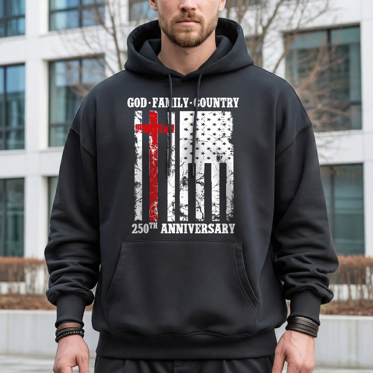 God • Family • Country Cross Flag – Hold Fast Faith – Unisex Tshirt / Hoodie / Sweatshirt - Faith Guided Life