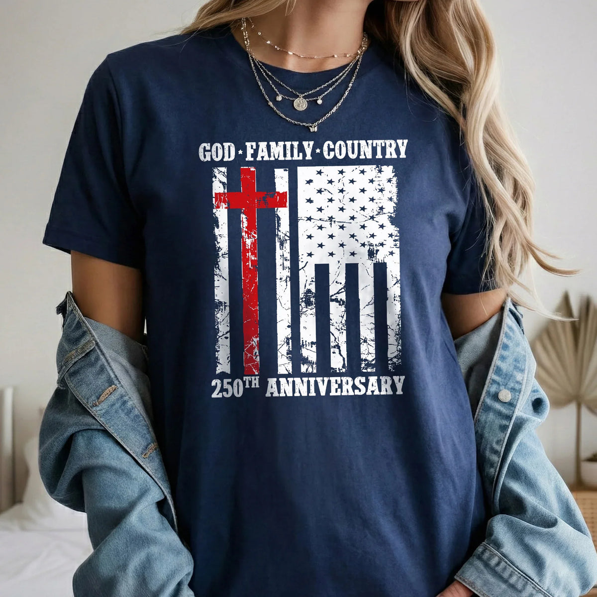 God • Family • Country Cross Flag – Hold Fast Faith – Unisex Tshirt / Hoodie / Sweatshirt - Faith Guided Life