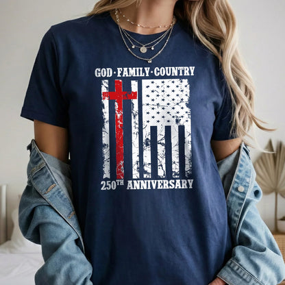 God • Family • Country Cross Flag – Hold Fast Faith – Unisex Tshirt / Hoodie / Sweatshirt - Faith Guided Life
