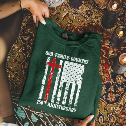 God • Family • Country Cross Flag – Hold Fast Faith – Unisex Tshirt / Hoodie / Sweatshirt - Faith Guided Life