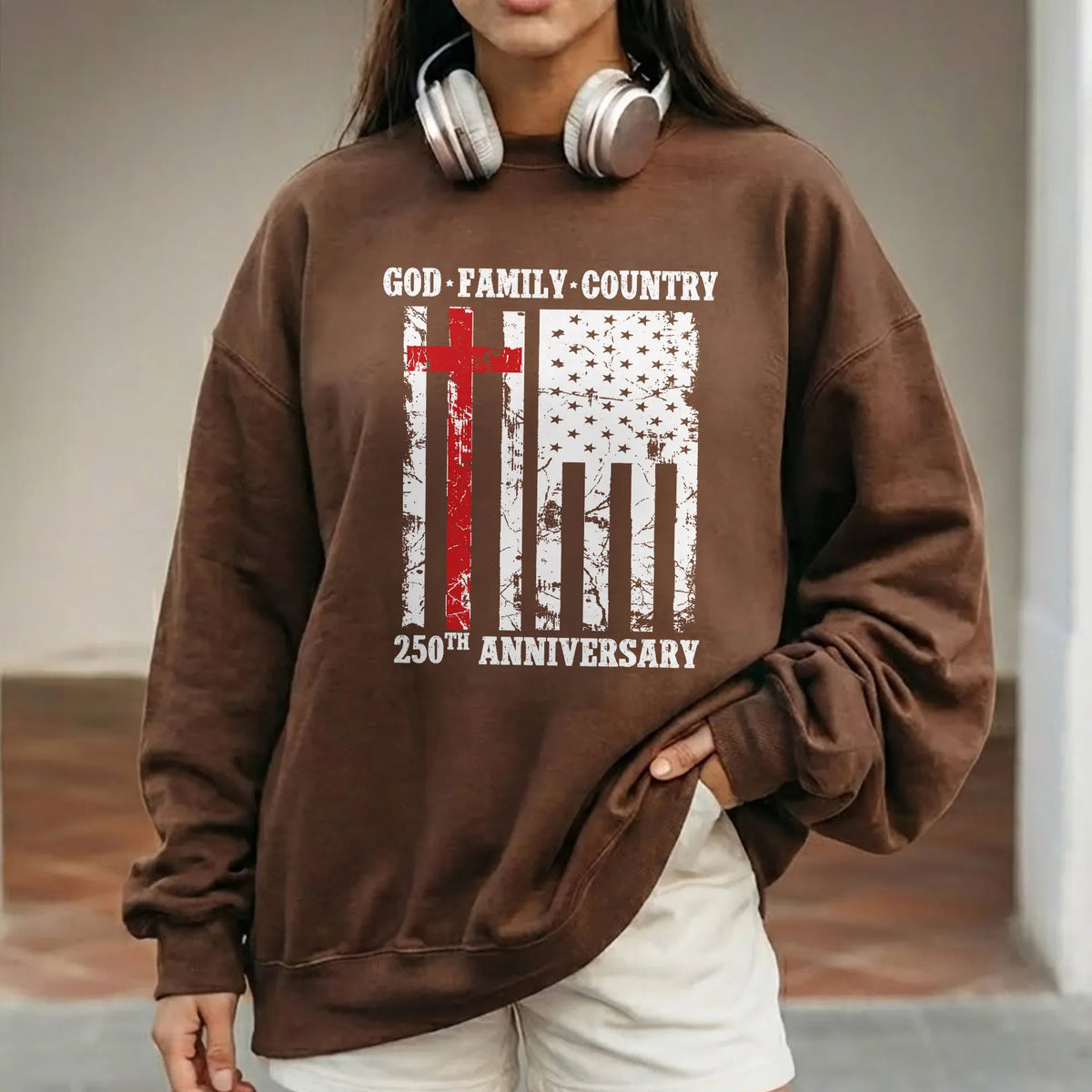 God • Family • Country Cross Flag – Hold Fast Faith – Unisex Tshirt / Hoodie / Sweatshirt - Faith Guided Life