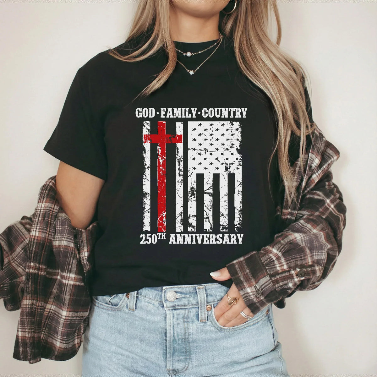 God • Family • Country Cross Flag – Hold Fast Faith – Unisex Tshirt / Hoodie / Sweatshirt - Faith Guided Life
