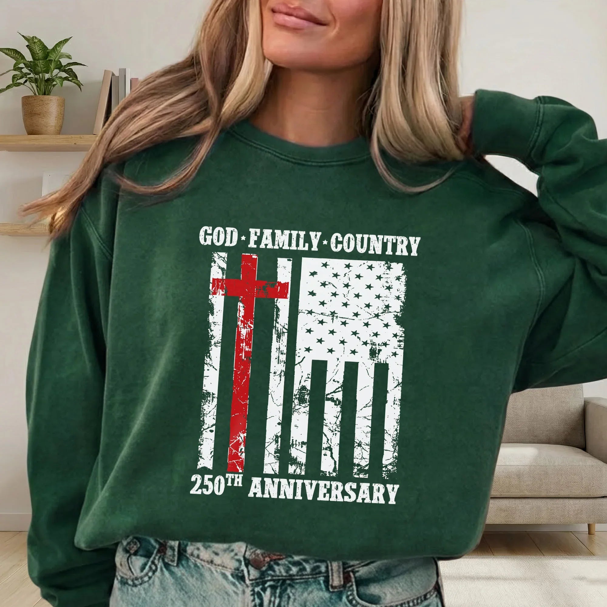 God • Family • Country Cross Flag – Hold Fast Faith – Unisex Tshirt / Hoodie / Sweatshirt - Faith Guided Life