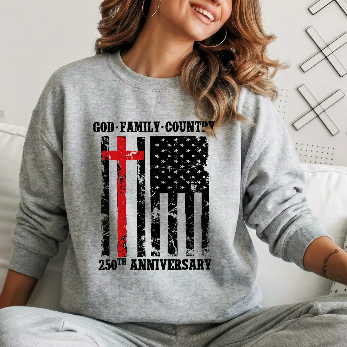God • Family • Country Cross Flag – Hold Fast Faith – Unisex Tshirt / Hoodie / Sweatshirt - Faith Guided Life