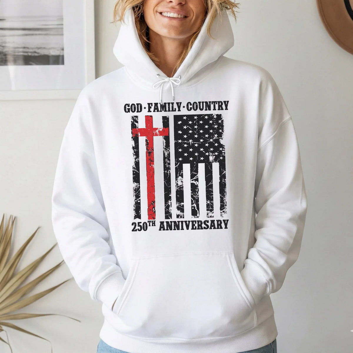 God • Family • Country Cross Flag – Hold Fast Faith – Unisex Tshirt / Hoodie / Sweatshirt - Faith Guided Life