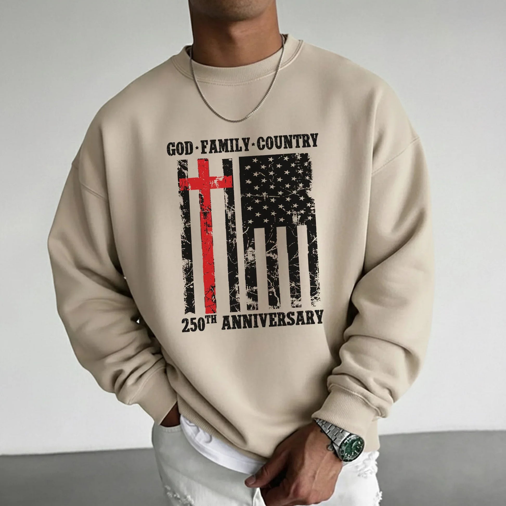 God • Family • Country Cross Flag – Hold Fast Faith – Unisex Tshirt / Hoodie / Sweatshirt - Faith Guided Life
