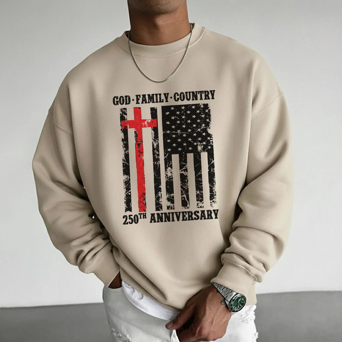 God • Family • Country Cross Flag – Hold Fast Faith – Unisex Tshirt / Hoodie / Sweatshirt - Faith Guided Life