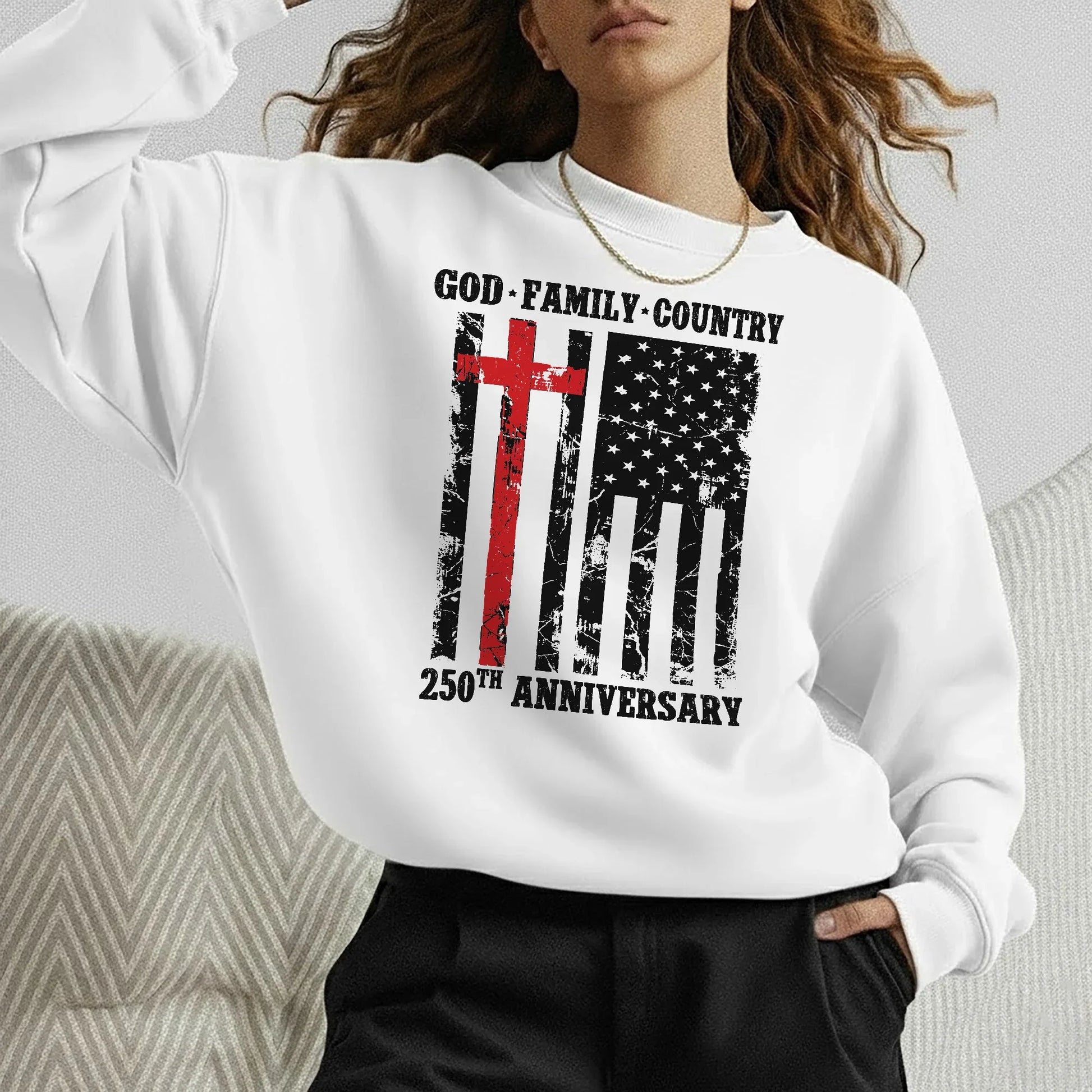 God • Family • Country Cross Flag – Hold Fast Faith – Unisex Tshirt / Hoodie / Sweatshirt - Faith Guided Life