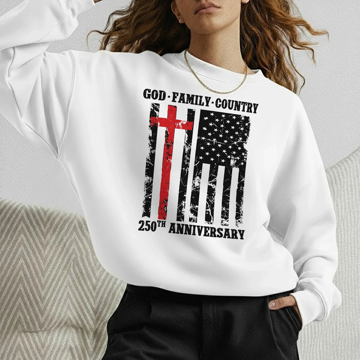 God • Family • Country Cross Flag – Hold Fast Faith – Unisex Tshirt / Hoodie / Sweatshirt - Faith Guided Life