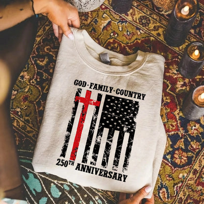 God • Family • Country Cross Flag – Hold Fast Faith – Unisex Tshirt / Hoodie / Sweatshirt - Faith Guided Life