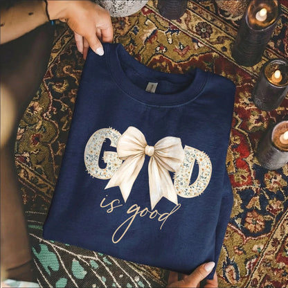 God Is Good Bow Floral – Christian Patterns – Unisex Tshirt / Hoodie / Sweatshirt - Faith Guided Life
