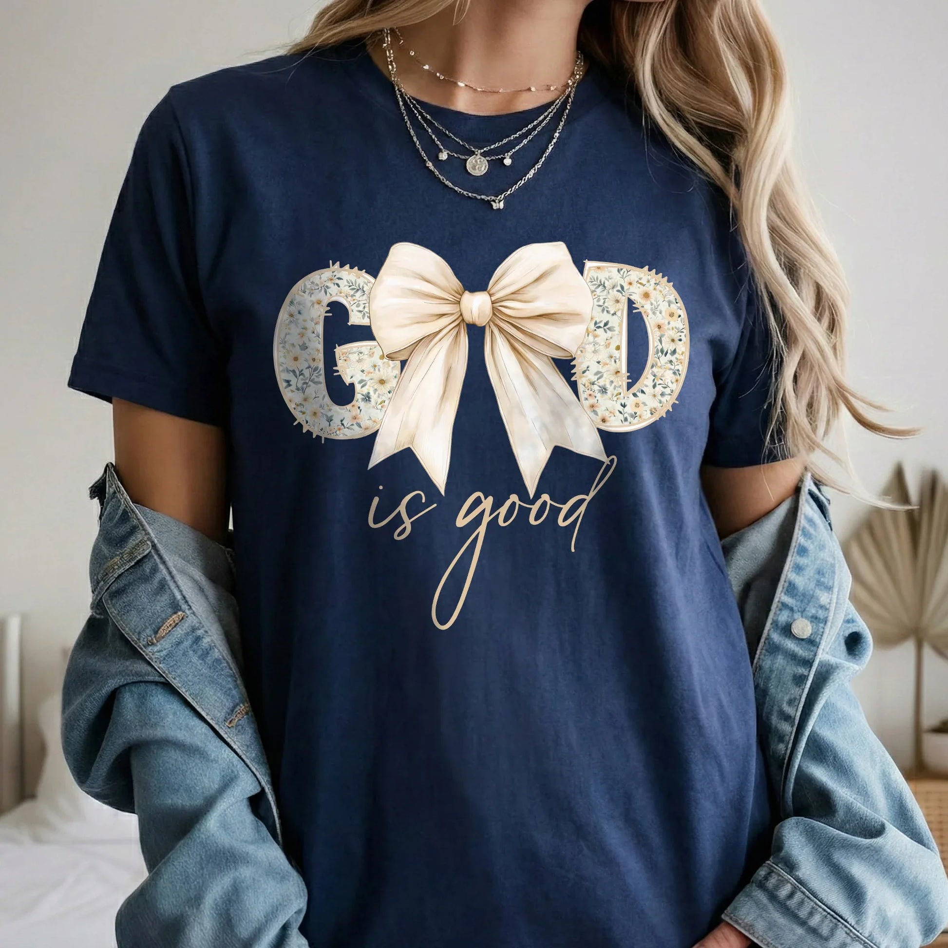 God Is Good Bow Floral – Christian Patterns – Unisex Tshirt / Hoodie / Sweatshirt - Faith Guided Life