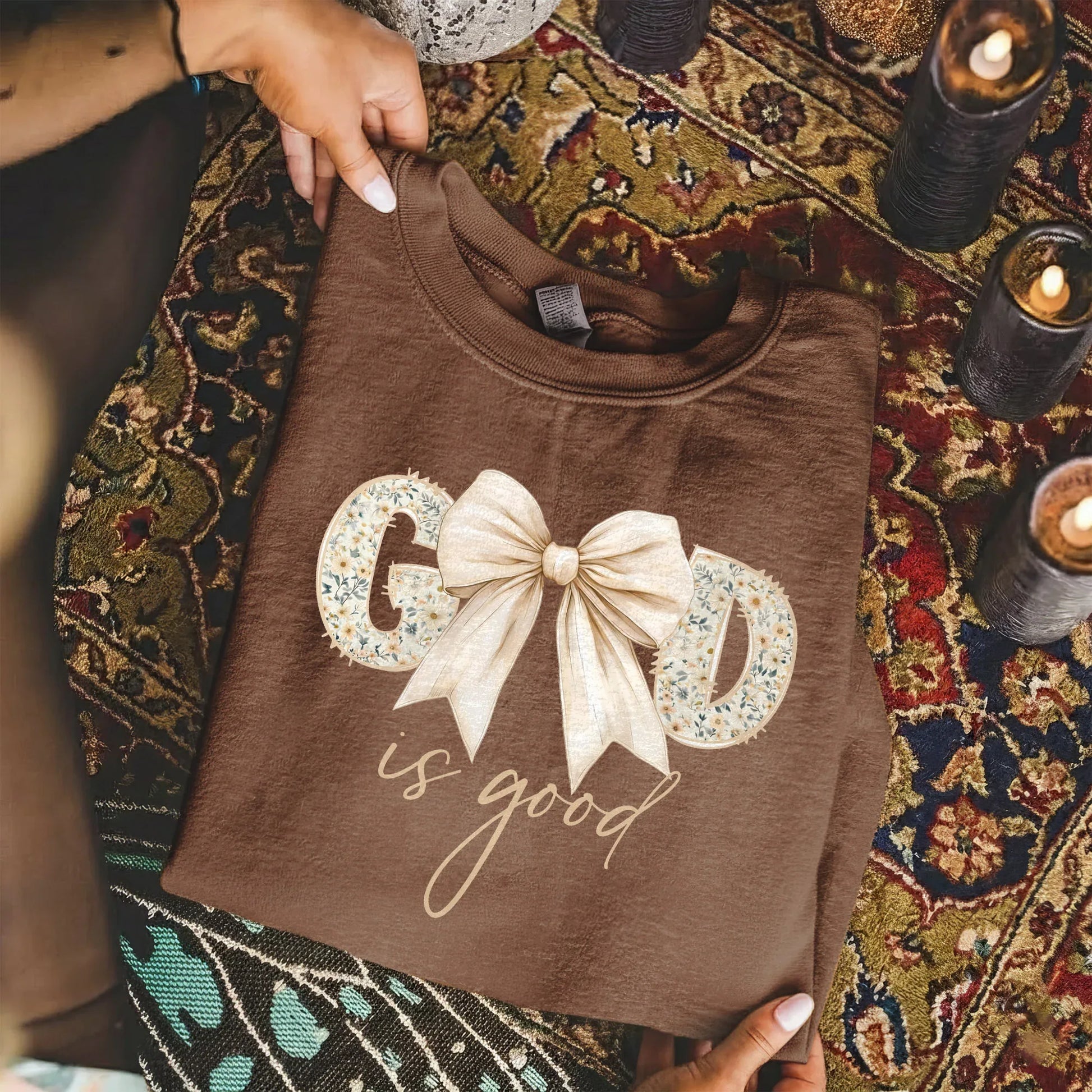 God Is Good Bow Floral – Christian Patterns – Unisex Tshirt / Hoodie / Sweatshirt - Faith Guided Life