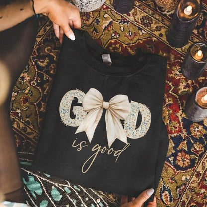God Is Good Bow Floral – Christian Patterns – Unisex Tshirt / Hoodie / Sweatshirt - Faith Guided Life