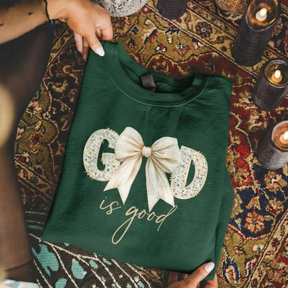 God Is Good Bow Floral – Christian Patterns – Unisex Tshirt / Hoodie / Sweatshirt - Faith Guided Life