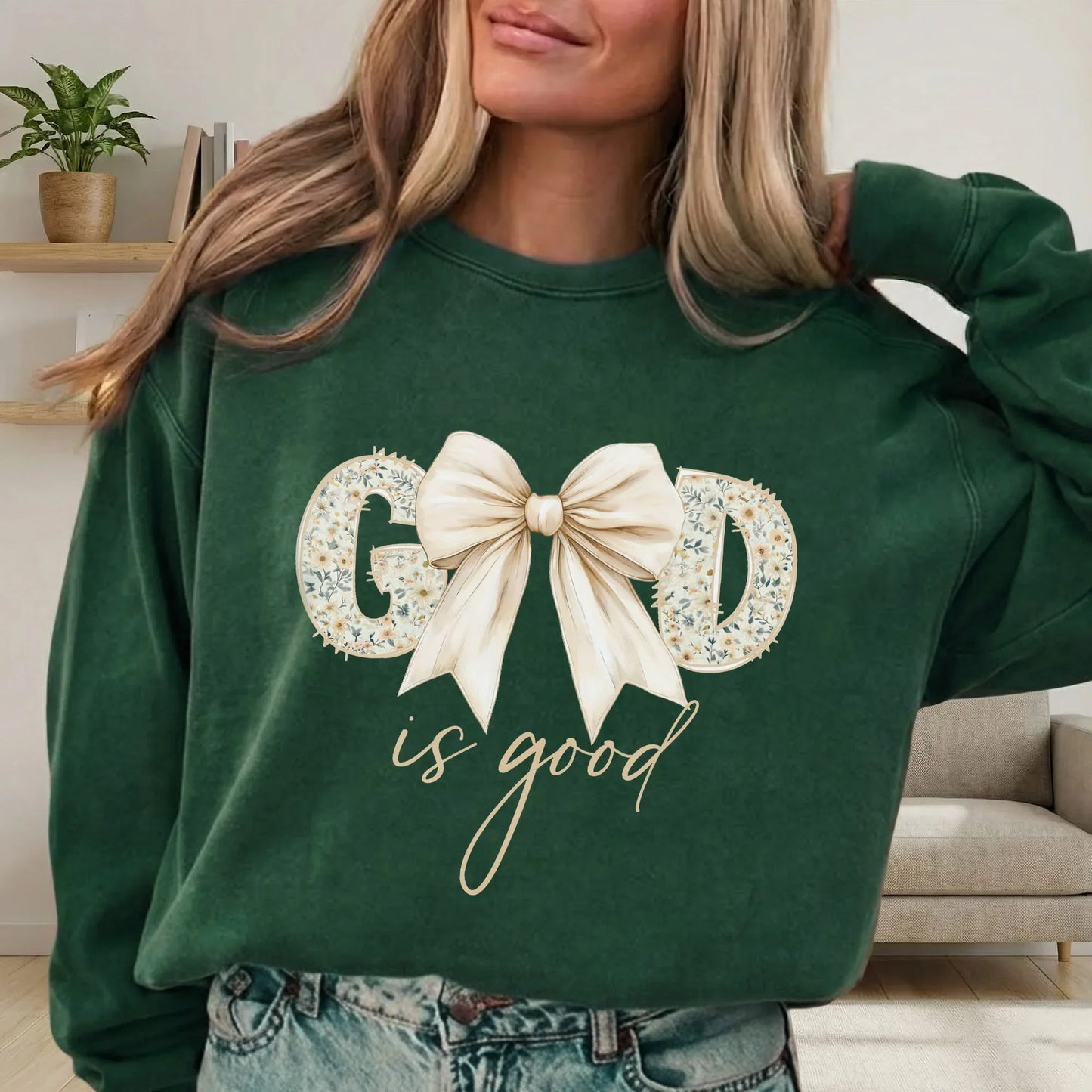 God Is Good Bow Floral – Christian Patterns – Unisex Tshirt / Hoodie / Sweatshirt - Faith Guided Life