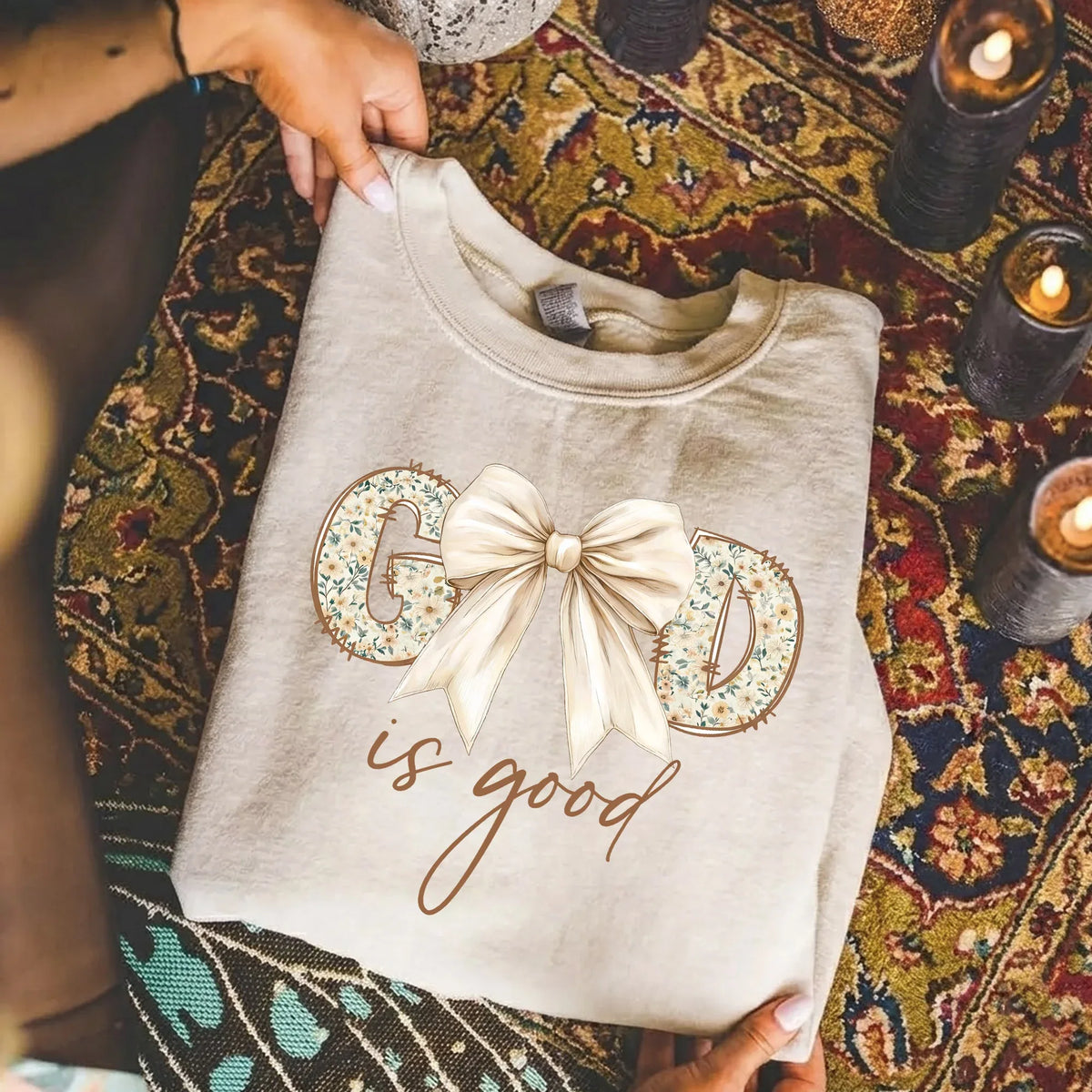 God Is Good Bow Floral – Christian Patterns – Unisex Tshirt / Hoodie / Sweatshirt - Faith Guided Life