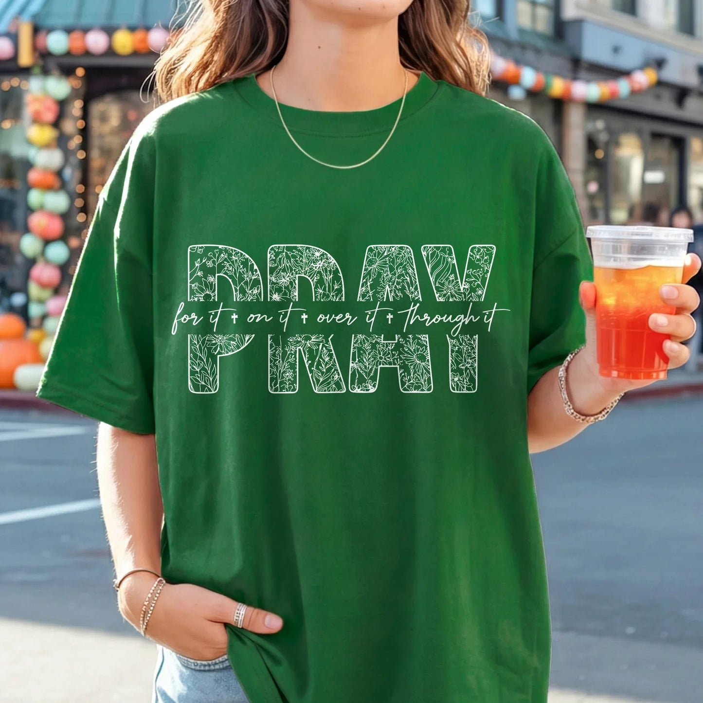[COMFORT T-SHIRT] Pray Over It – Faith Floral - Faith Guided Life