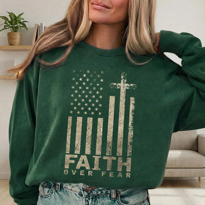 Faith Over Fear Cross Flag – Hold Fast Faith – Unisex Tshirt / Hoodie / Sweatshirt - Faith Guided Life