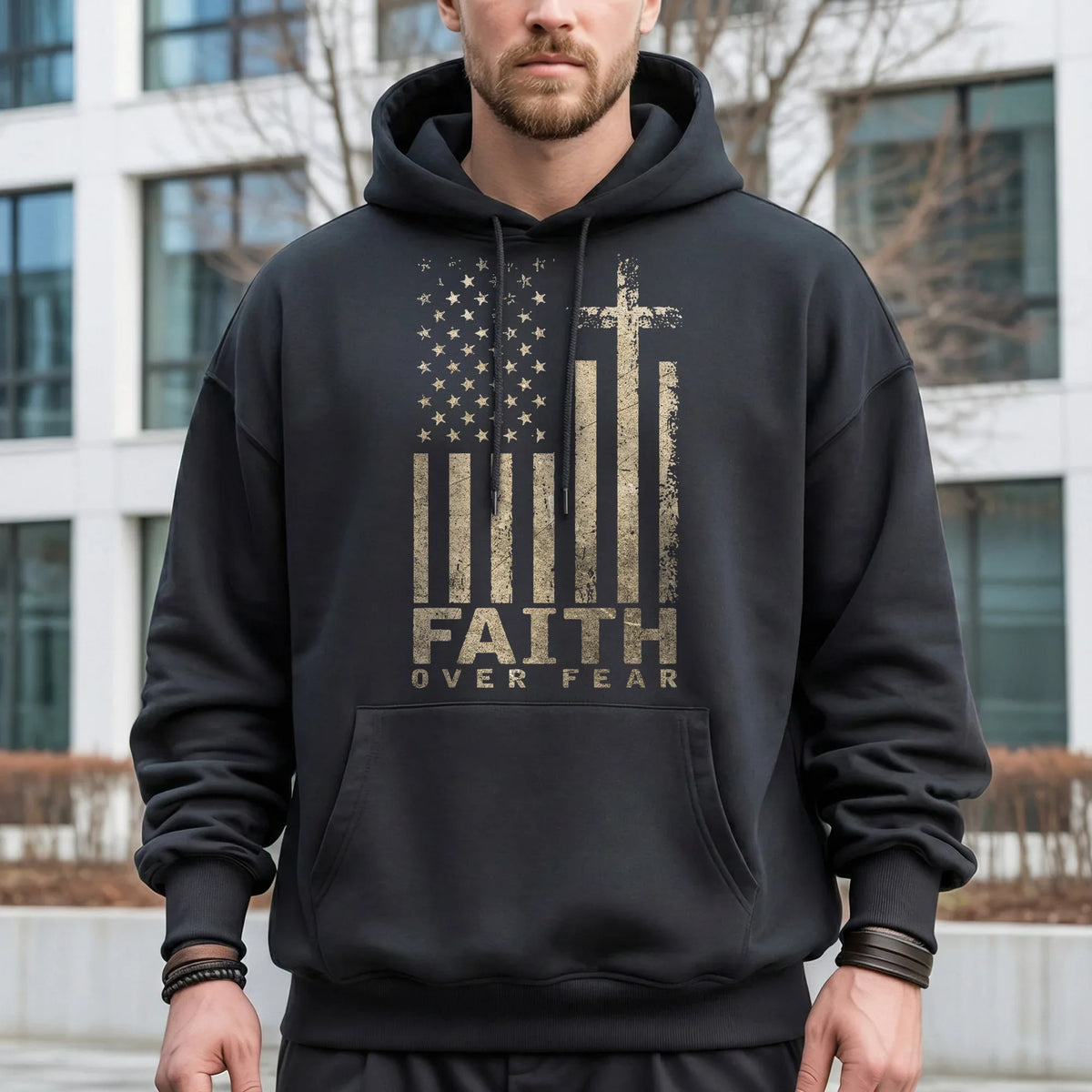 Faith Over Fear Cross Flag – Hold Fast Faith – Unisex Tshirt / Hoodie / Sweatshirt - Faith Guided Life