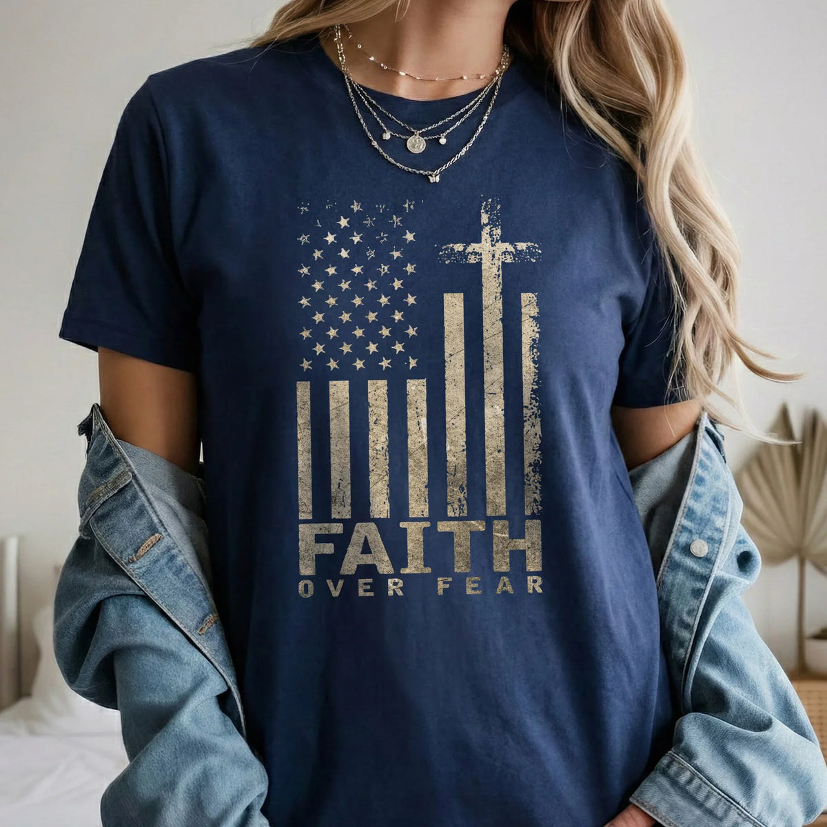 Faith Over Fear Cross Flag – Hold Fast Faith – Unisex Tshirt / Hoodie / Sweatshirt - Faith Guided Life