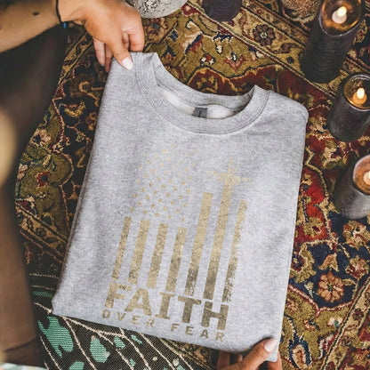 Faith Over Fear Cross Flag – Hold Fast Faith – Unisex Tshirt / Hoodie / Sweatshirt - Faith Guided Life