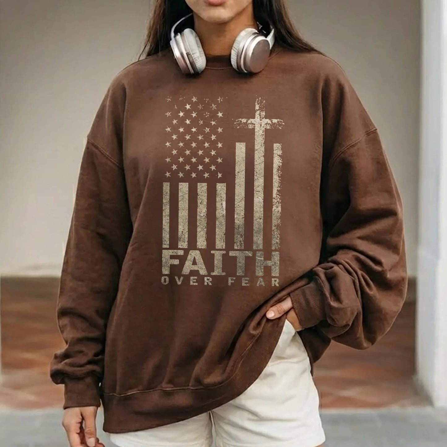 Faith Over Fear Cross Flag – Hold Fast Faith – Unisex Tshirt / Hoodie / Sweatshirt - Faith Guided Life