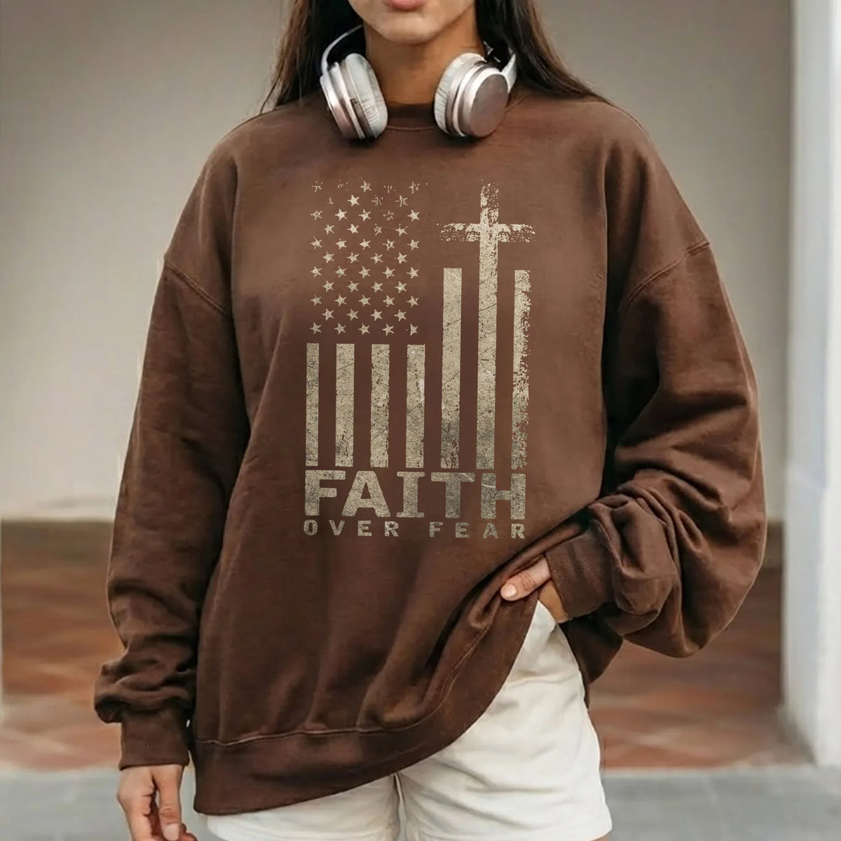 Faith Over Fear Cross Flag – Hold Fast Faith – Unisex Tshirt / Hoodie / Sweatshirt - Faith Guided Life
