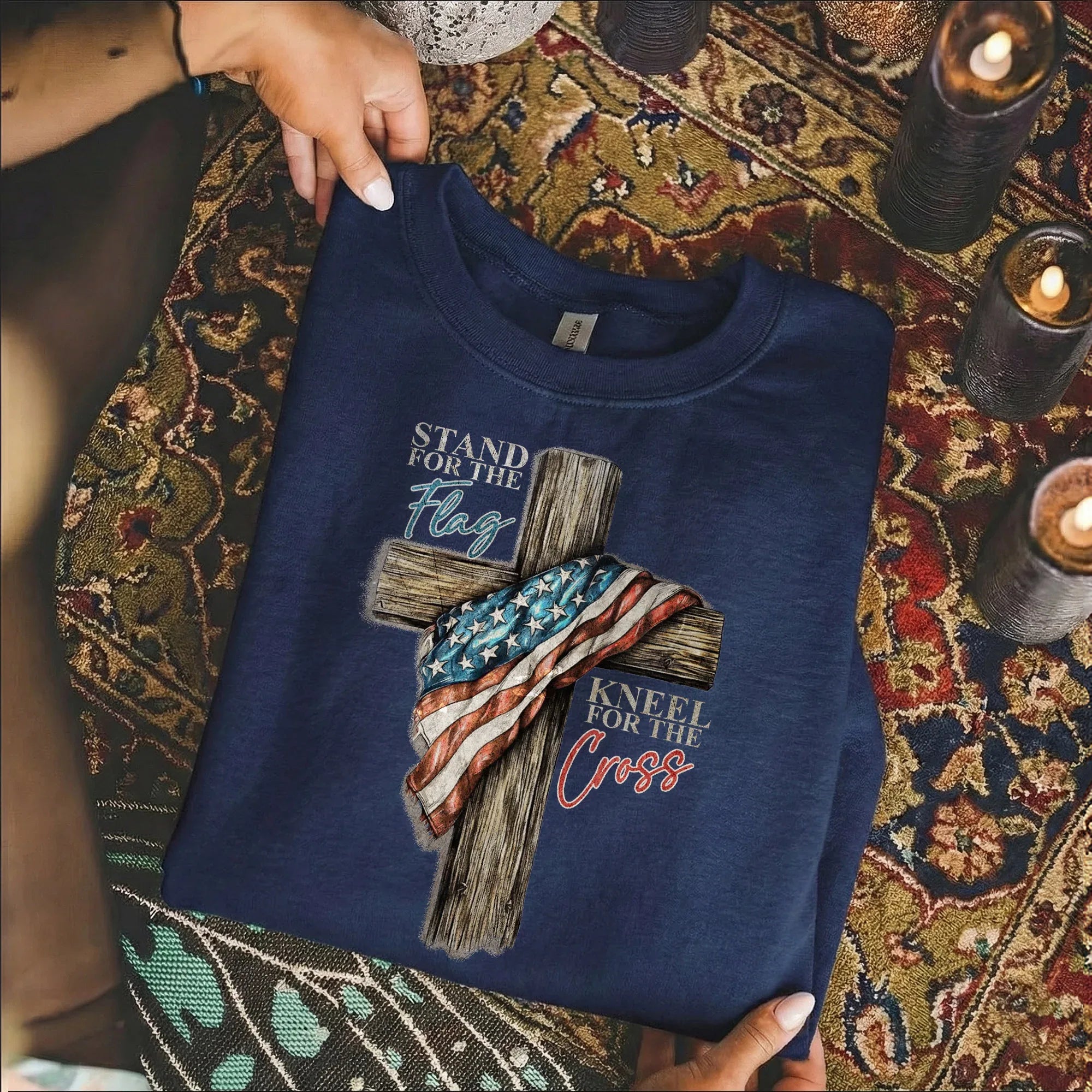 Stand for the Flag Kneel for the Cross – Hold Fast Faith – Unisex Tshirt / Hoodie / Sweatshirt - Faith Guided Life