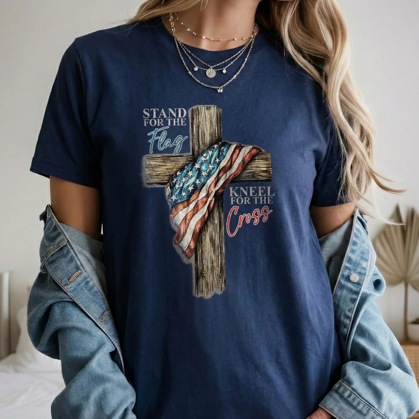 Stand for the Flag Kneel for the Cross – Hold Fast Faith – Unisex Tshirt / Hoodie / Sweatshirt - Faith Guided Life