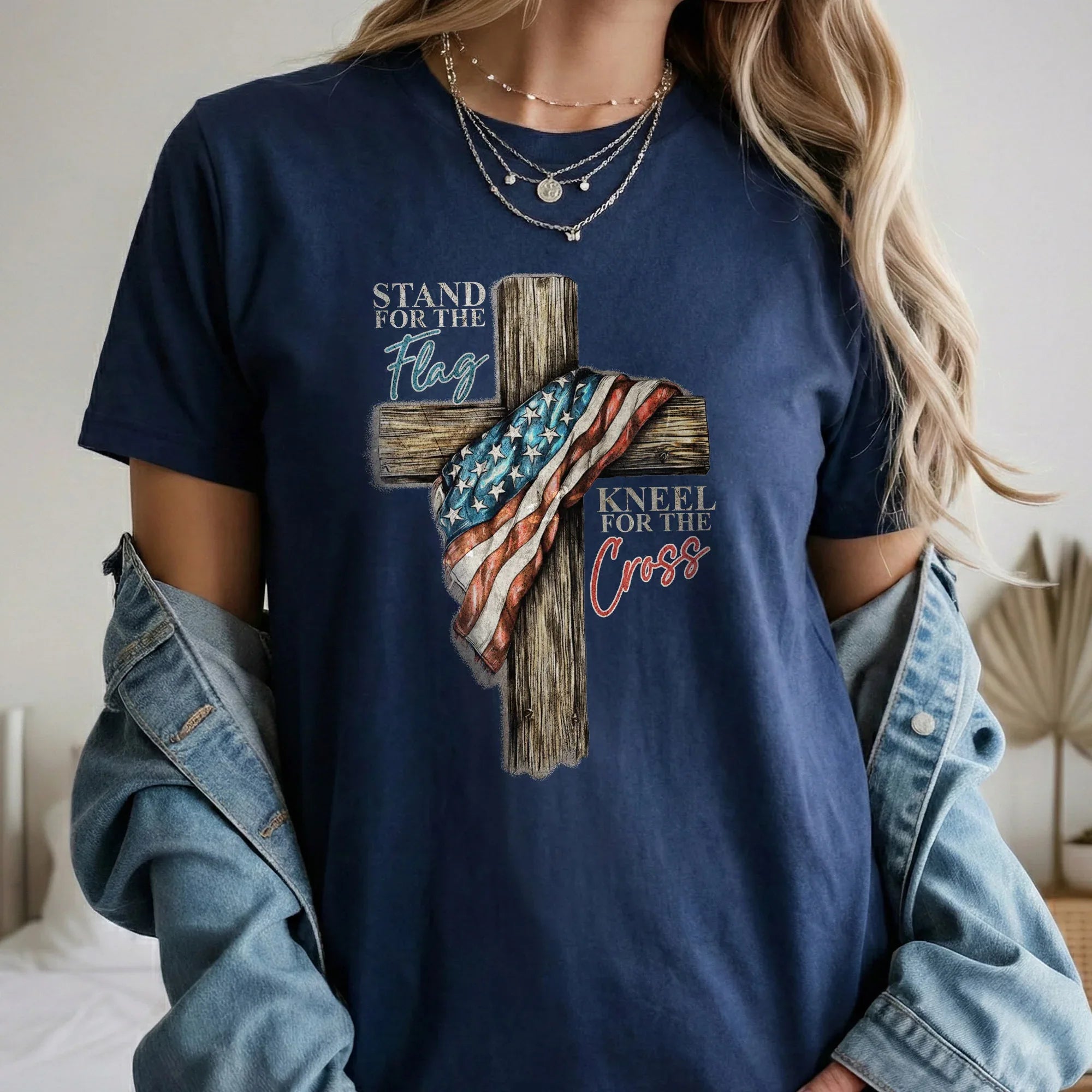 Stand for the Flag Kneel for the Cross – Hold Fast Faith – Unisex Tshirt / Hoodie / Sweatshirt - Faith Guided Life