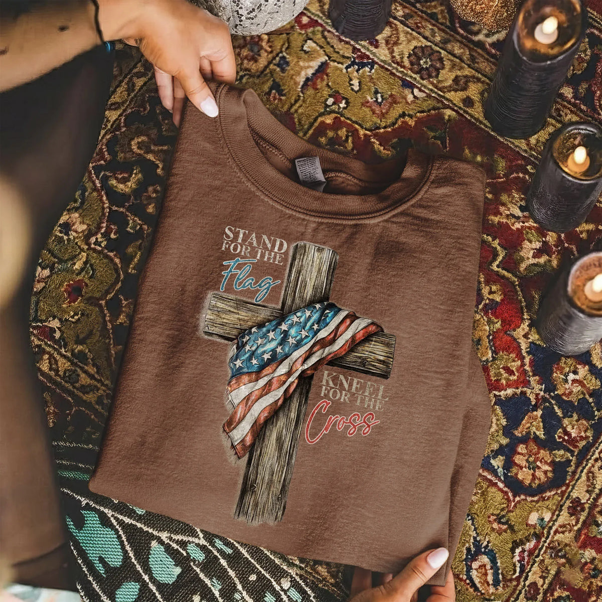 Stand for the Flag Kneel for the Cross – Hold Fast Faith – Unisex Tshirt / Hoodie / Sweatshirt - Faith Guided Life