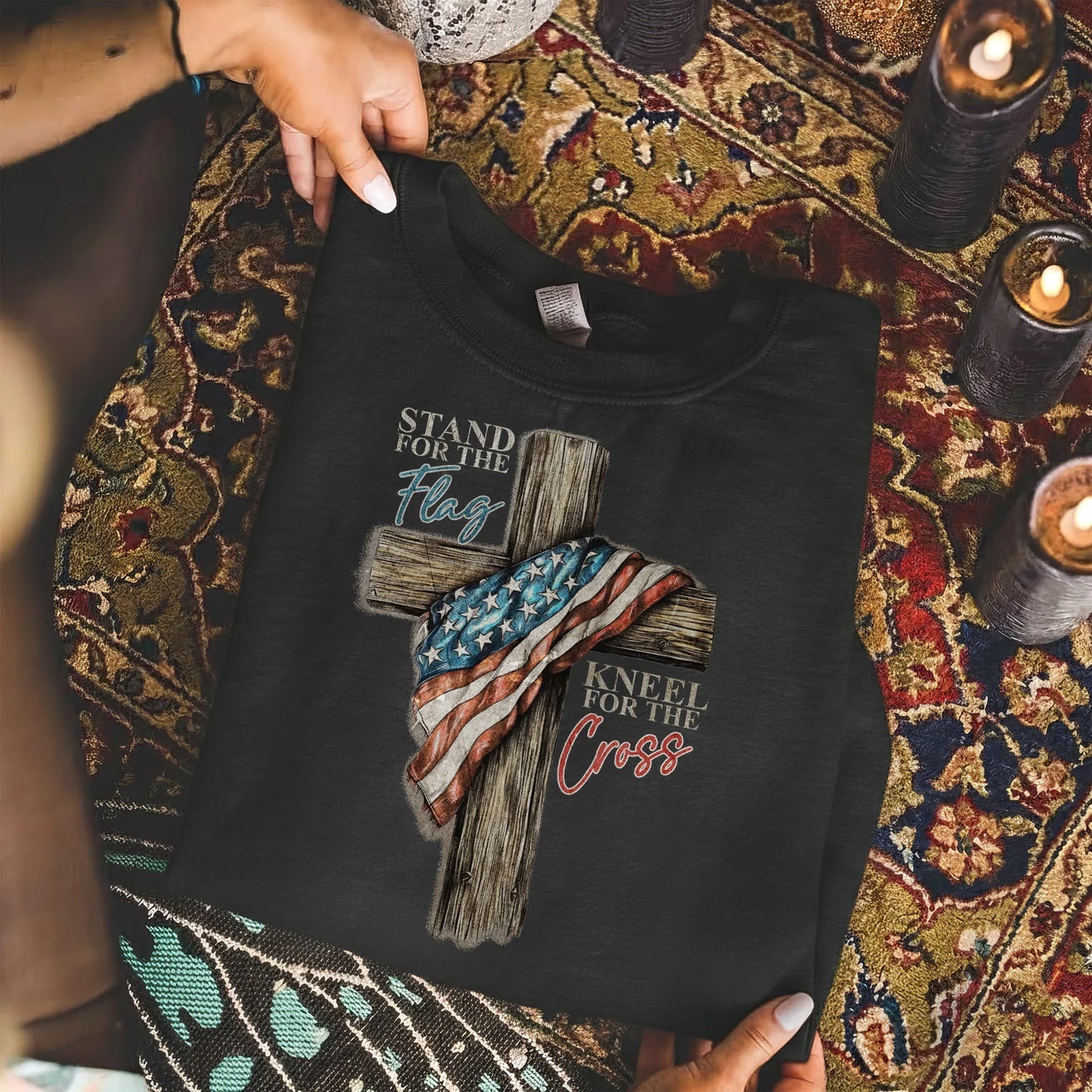 Stand for the Flag Kneel for the Cross – Hold Fast Faith – Unisex Tshirt / Hoodie / Sweatshirt - Faith Guided Life