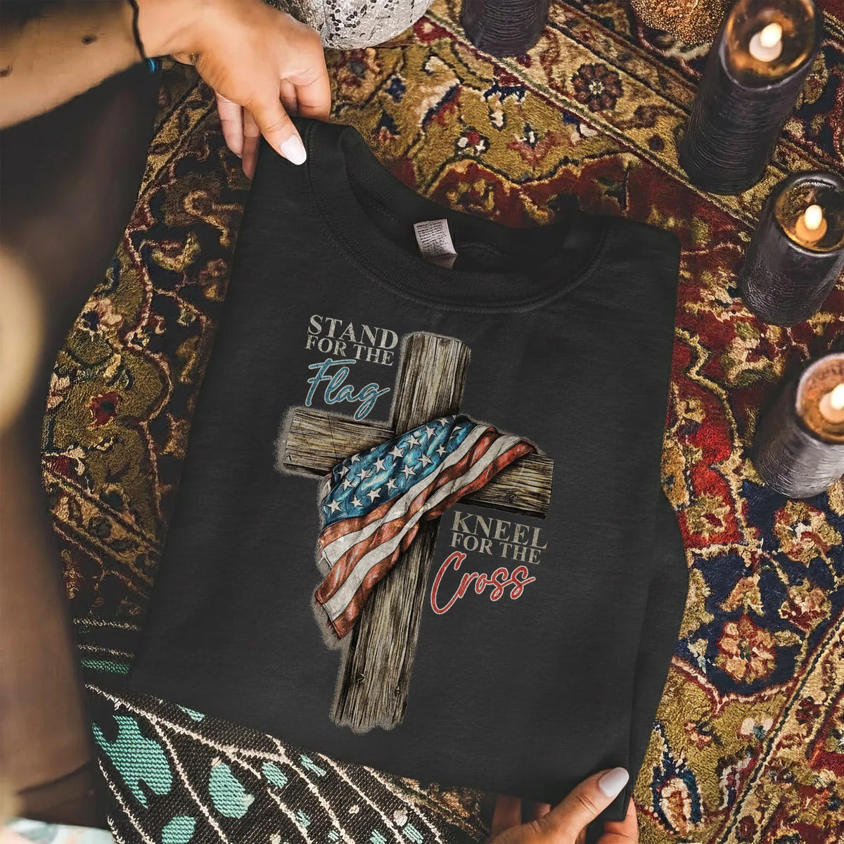 Stand for the Flag Kneel for the Cross – Hold Fast Faith – Unisex Tshirt / Hoodie / Sweatshirt - Faith Guided Life