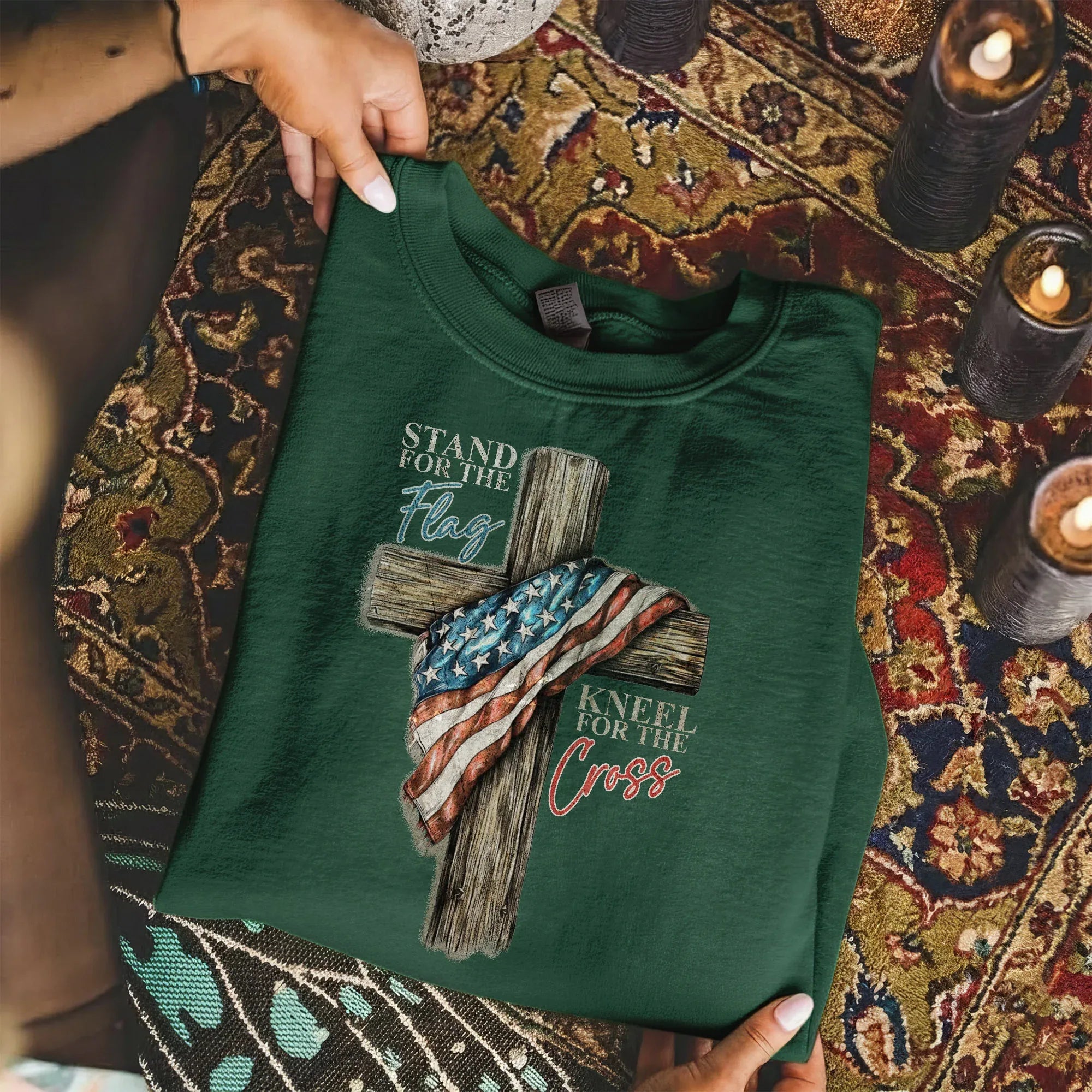 Stand for the Flag Kneel for the Cross – Hold Fast Faith – Unisex Tshirt / Hoodie / Sweatshirt - Faith Guided Life